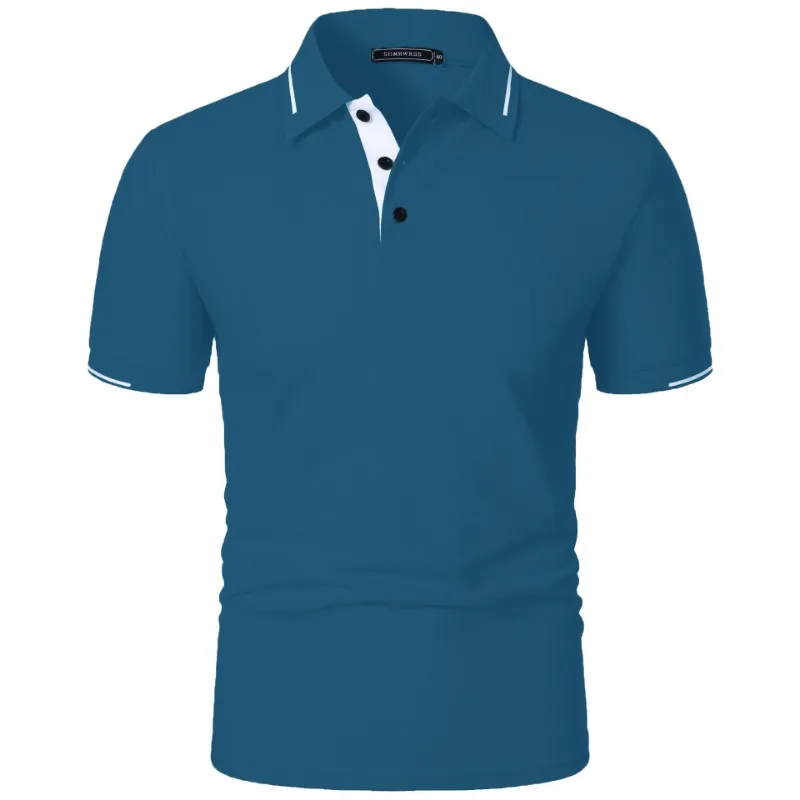 Mens Summer Classic Short Sleeve Polo Tops Button Placket Regular Fit and Solid Lightweight Casual Outdoor Pullover Topss