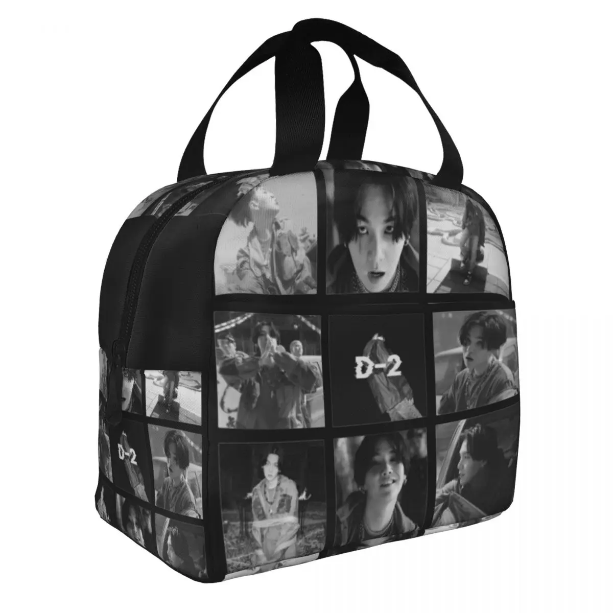 Agust D Collage Insulated Lunch Bags Cooler Bag Lunch Container Kpop Portable Tote Box Food Storage Bags Office Outdoor