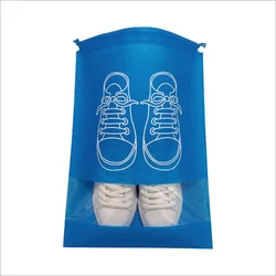 Pack of Non-Woven Waterproof Shoe Storage and Organizer Bags - L-10PCS (Blue)