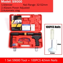 

Integrated Ceiling Decoration Tool Silencer Manual Concrete Steel Nail Gun with 100PCS 32/42mm Round Steel Nails Slotting Decor