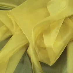 Elegant Sage Green Matte Sheer Organza Fabric for Bridal and Formal Wear (Tender Yellow)