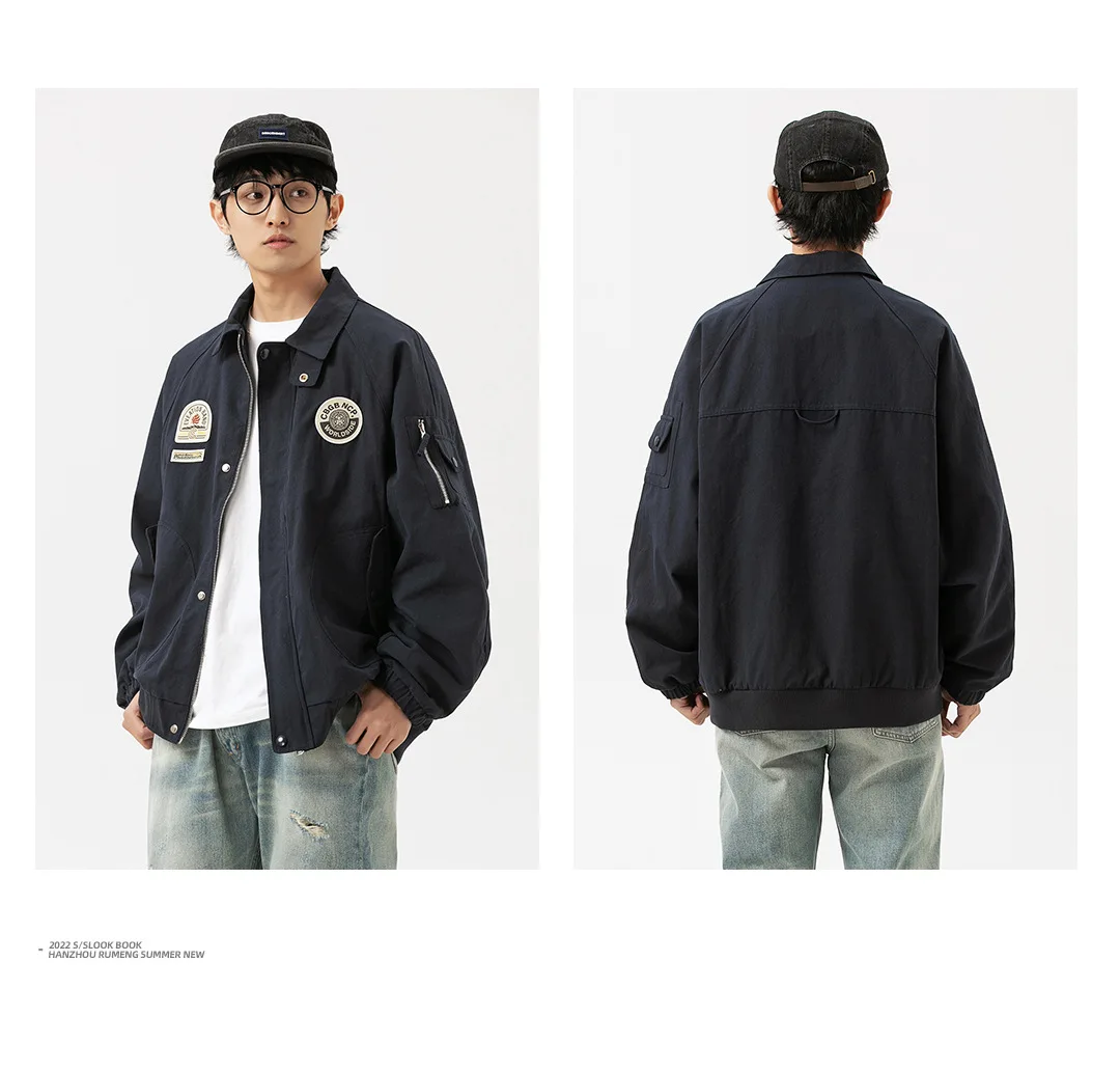 Куртка-Авиатор в американском стиле ретро с лацканами и значком ...