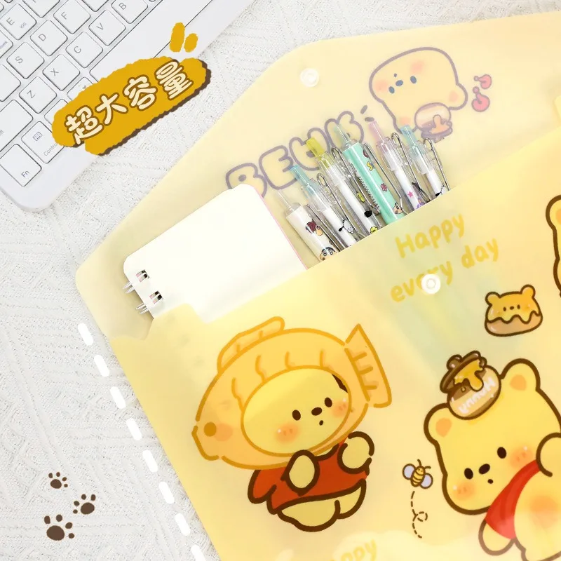 A4 Button File Bag Waterproof Cartoon Paper Storage Bag School Office Supplies Pen Box Storage paper storage bag