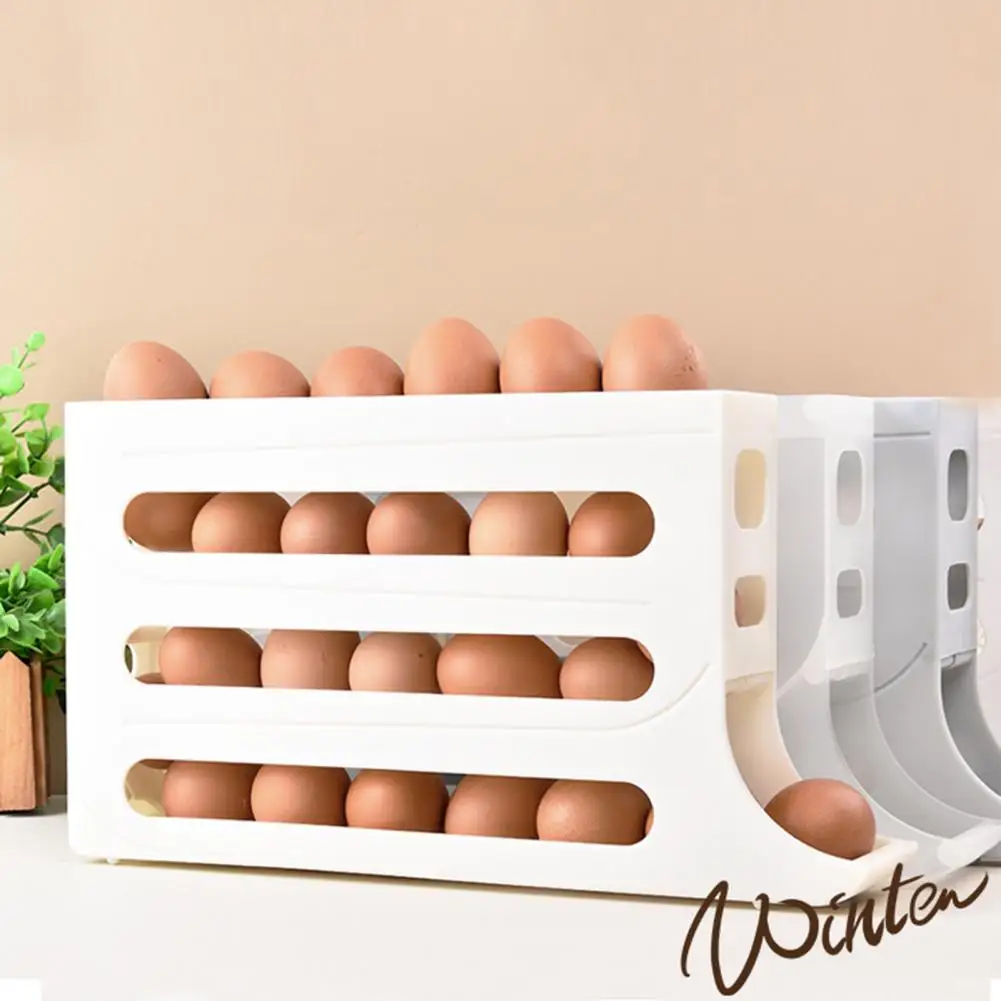 

Egg Storage Rack Space-saving Bpa-free Refrigerator Egg Storage Box Food Grade Roll Down Dispenser Container for Kitchen