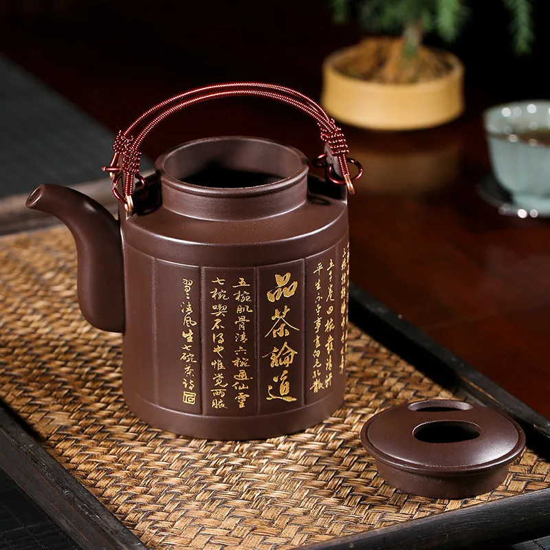 Chinese Style Yixing Raw purple mud Clay Teapot, Kung Fu Household Teaware, Pure Handmade, high-capacity 700cc, Tea Pots, 1Pc