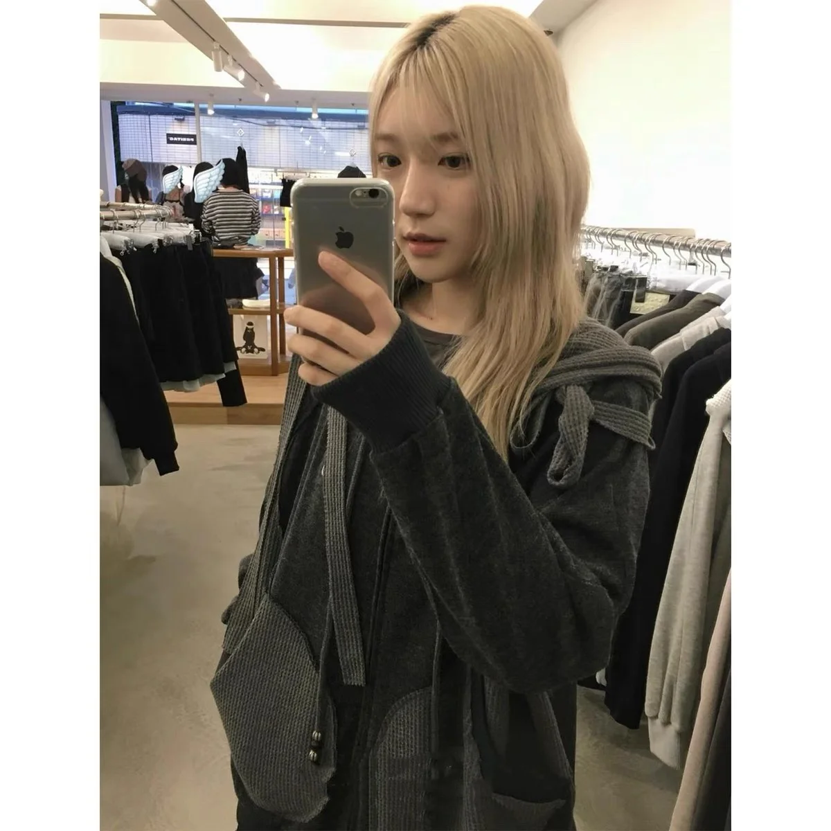 Autumn Winter Hat Bow Tie Wfle Hoodie Jaet Street Sle ort Sve Cartoon Pattern Cotton 00% Regular Fit Hooded Coat