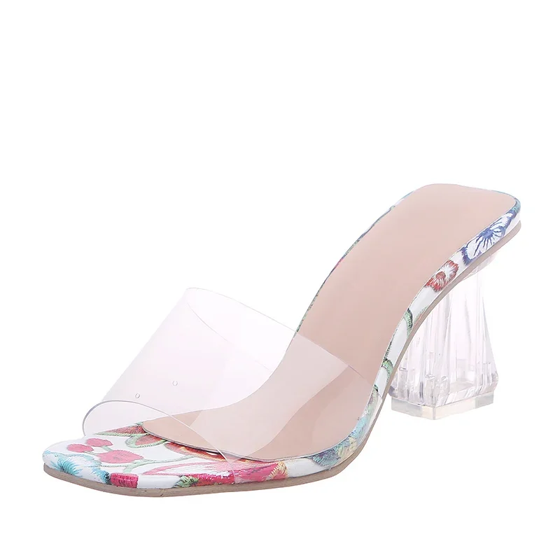 Women Sandals PVC Crystal Heel Transparent High Heels Summer Sandals Pumps Shoe Size 35~43 women high heels