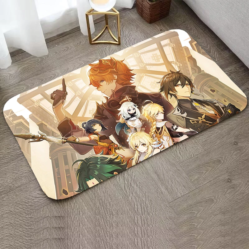 

Entrance Carpet Genshin Impact Anime Rug Prayer Mat Bedroom Mats Washable Non-slip Kitchen Rug Children Room Mat Home Decoration