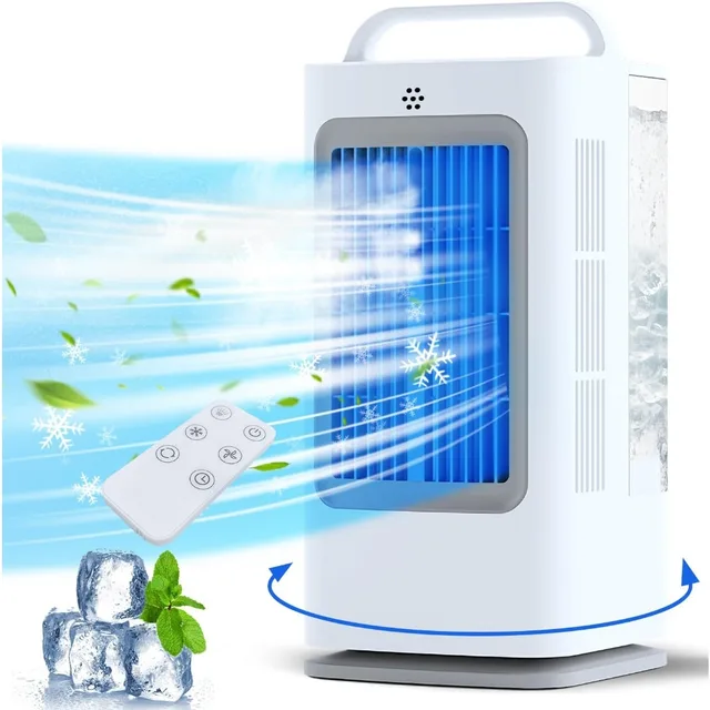 Portable Air Conditioners,1700ml Evaporative Air Cooler with Remote,120° Oscillating Mini Air Conditioner Portable with 3 Speeds 1