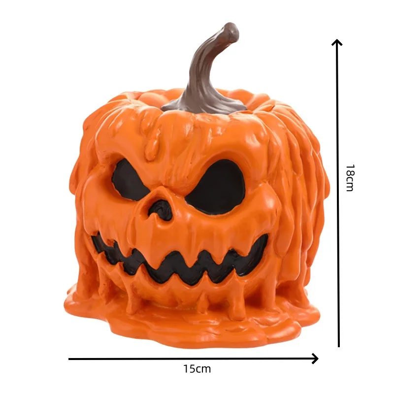 18x15cm Halloween Pumpkin Head Resin Ornaments New Small Home Atmosphere Decorations with Lid Simple Storage Party Decoration