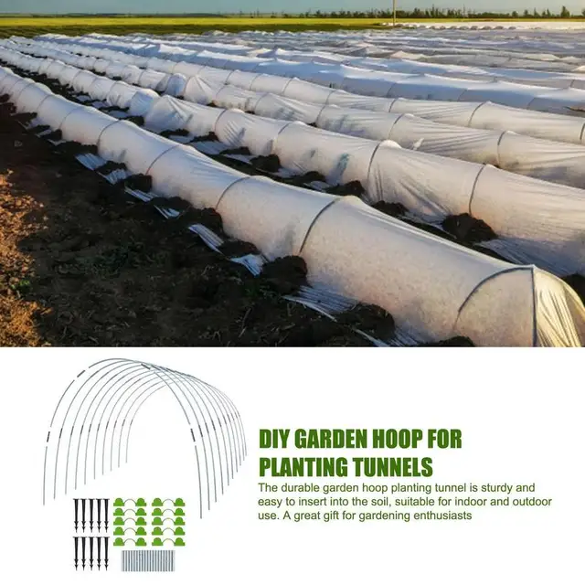 Garden Hoops 65Pcs Üvegszálas Kerti Karika Üvegházhatású Növények Termesztése Alagút Támogató Keret