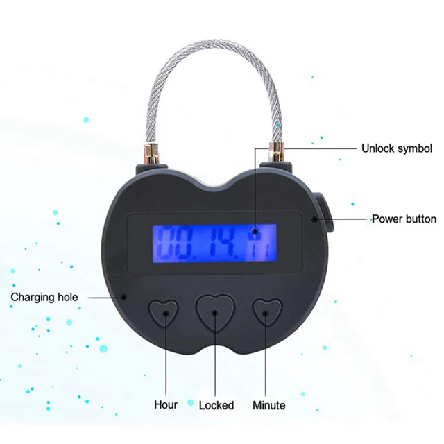 L72A-2X Smart Time Lock LCD Display Time Lock USB Rechargeable Temporary Timer Padlock Travel Electronic Timer Black 5