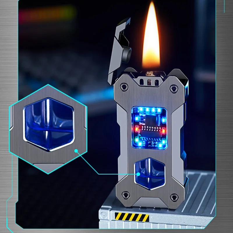 Mecha Voice-activated Induction Smart Lighter Oil And Electric Dual-use Kerosene Type-C Fast Charging
