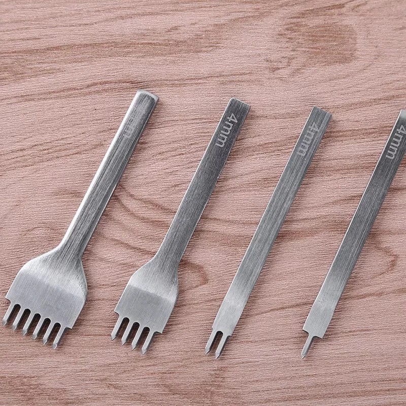 Leather Punch Tool 3/4/5/6mm Spacing Punch Set for Leather Hole Punches Lacing Stitching Sewing DIY Leather Craft 1/2/4/6 Prong