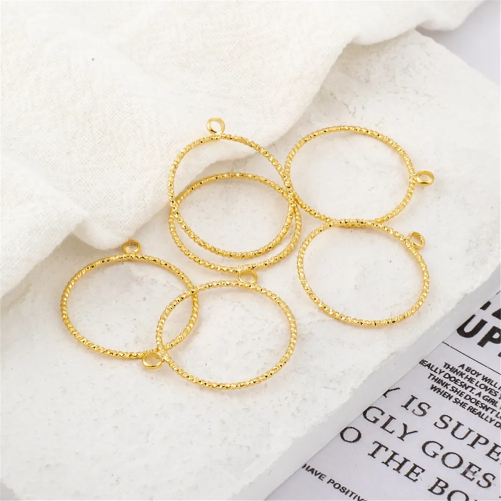 

14k bag gold color round 20mm batch flower Pendant ring ring with sling ring ear ring diy ornaments Handmade accessories