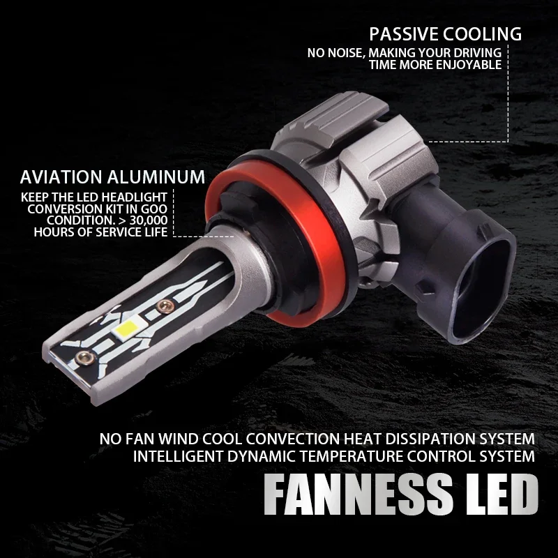 H11 witte led-mistlampen, 6500 K, 12 V, 50 W, 6000 lm, H8 led-mistlampen, H11 LED, Canbus, voor auto, dim- en grootlicht, 2 stuks