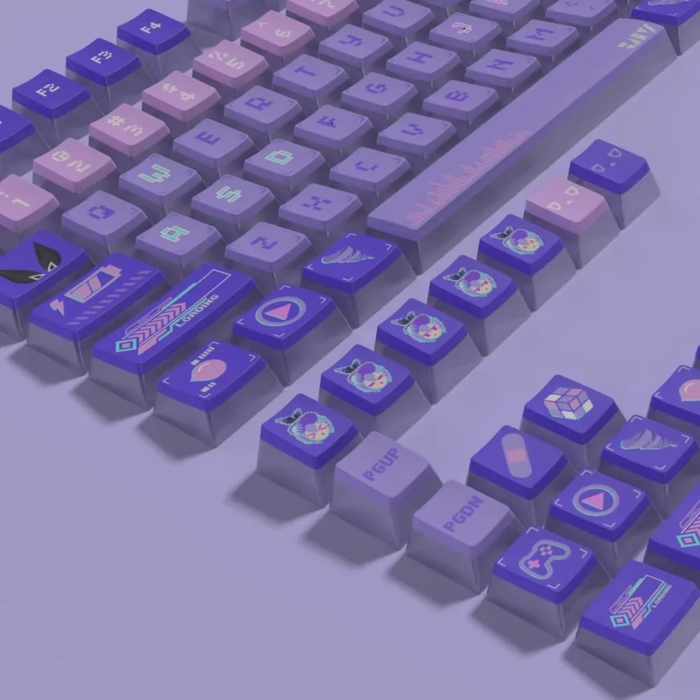 Honkai Star Rail Silver Wolf Keycaps Pbt Anime Gaming Key Caps Perfil Cereja Keycap Lightproof para mx Switch Conjunto de 126 Chaves - Imagem 2