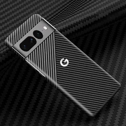 Kevlar Carbon Fiber Texture Slim Drop - Proof Phone Case with Logo Cover - Pixel 9 Pro XL (Gray Black)
