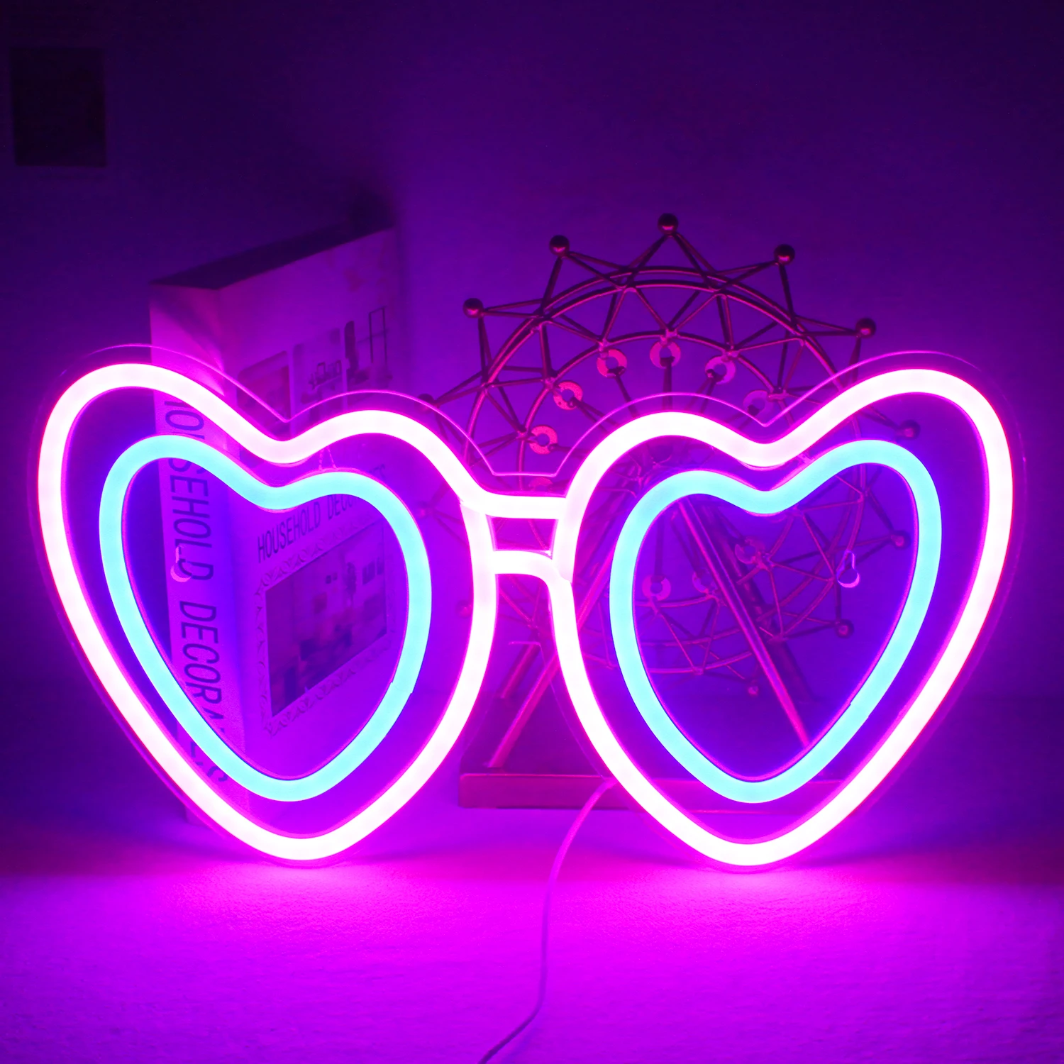 Neon Sign LED Cartoon Sunglasses Wall Hanging Neon Light Bar Club Drink Restaurant Shop Party Aesthetic Room Decor LED Light drinks neon signs cool drink cup led neon signs bar neon signs for wall decor usb bar club restaurant cafes shops party neon