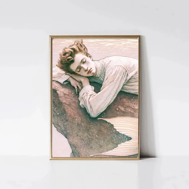 Submerged Elegance: Tranquil Merman Wall Art Decor