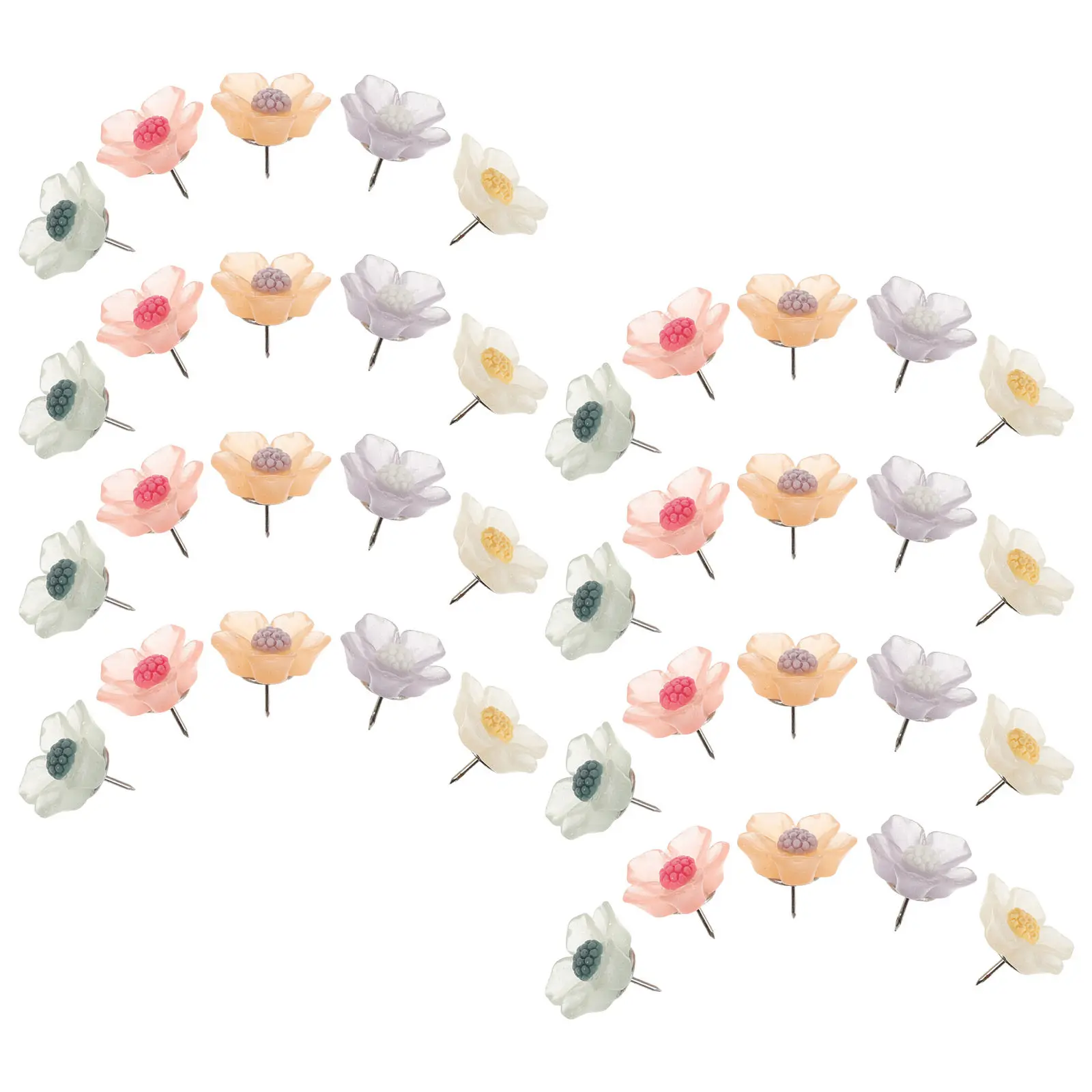 40Pcs 꽃 푸시 핀 수지 압정 꽃 디자인 장식 핀 게시판 사진 벽걸이 사무실 액세서리