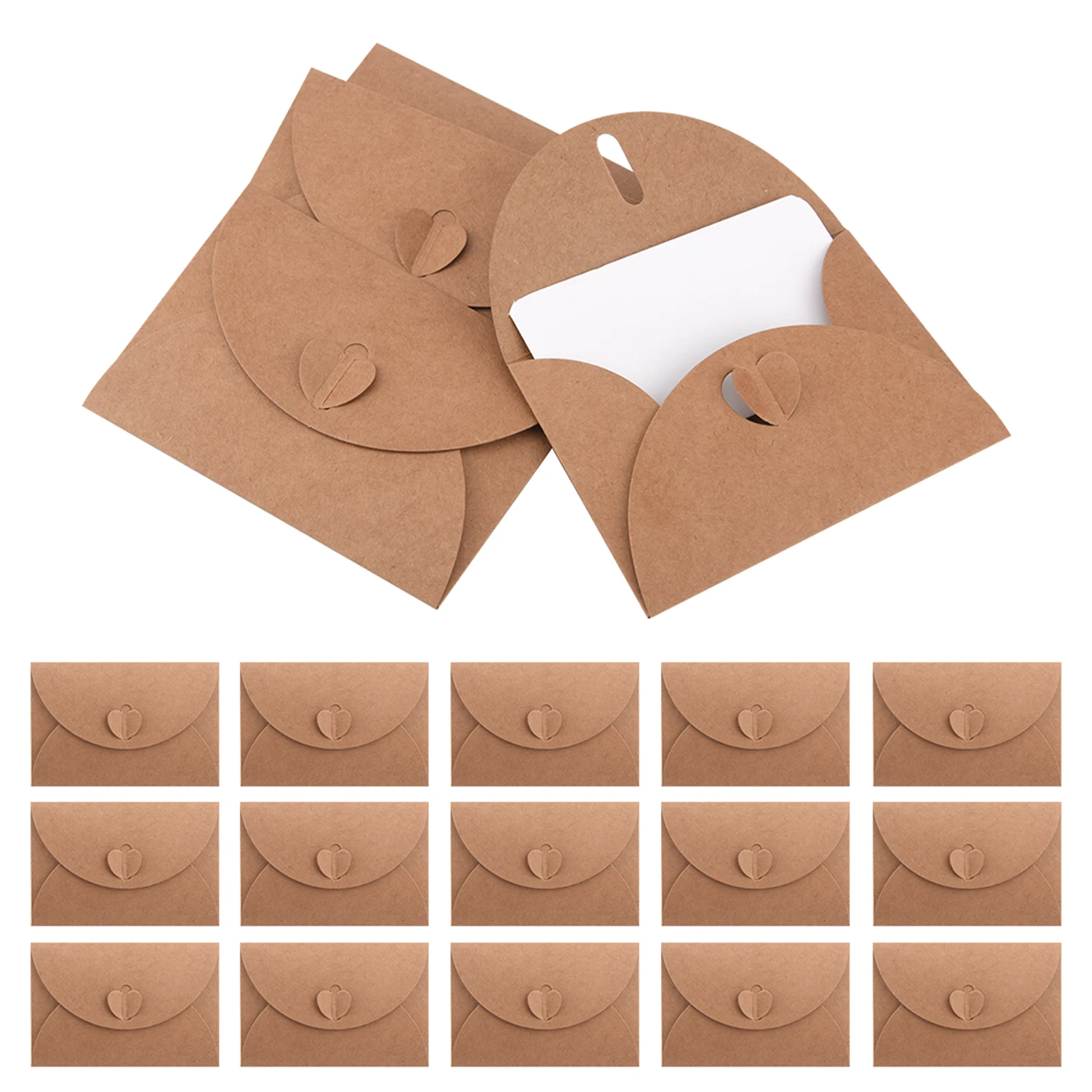 

40pcs Heart Closure Christmas Invitation Birthday Vintage Gift DIY Brown Paper Envelope With 40 Cards Thank-you Note Greeting