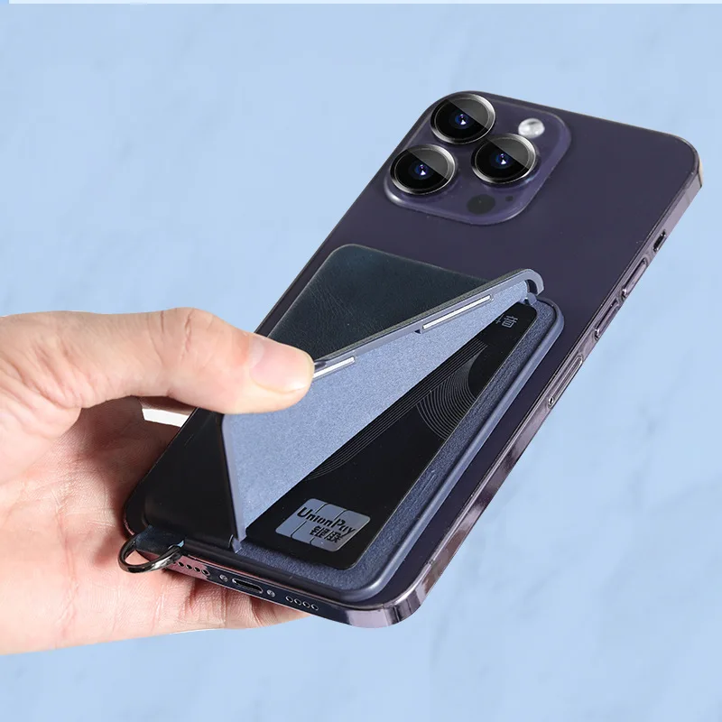 Leather Card Holder Credit Card Case Strong Magnetic Phone Bracket for iPhone Magnet Stand