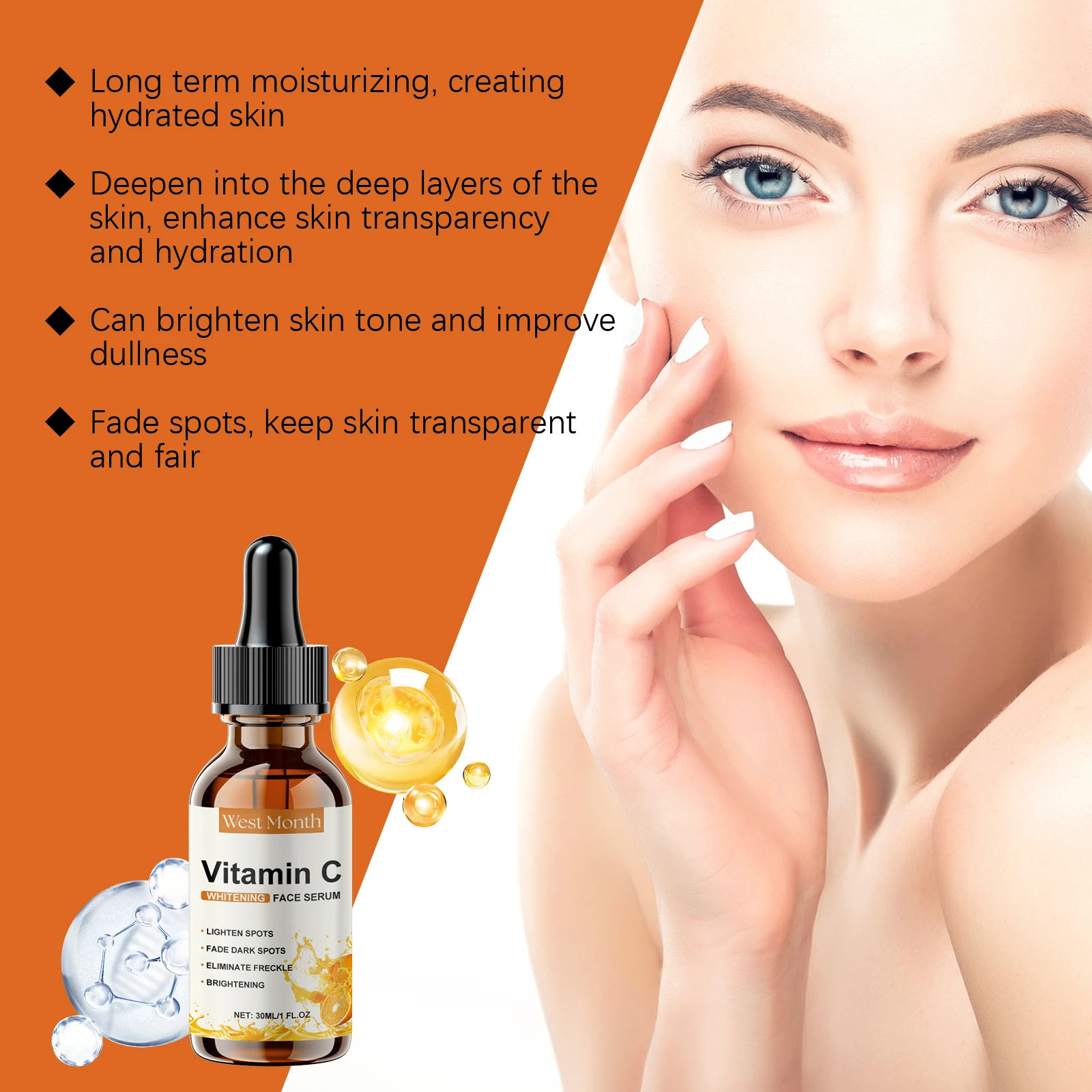 Vitamin C Facial Essence Brightening & Hydrating Fade Dark Spot Freckle Anti-Aging Moisturizer for Glowing Smooth Skin Care
