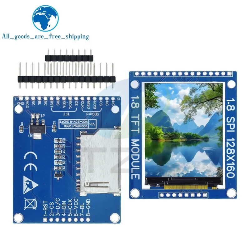 1/5PCS 1.8 인치 1.8 LCD 디스플레이 TFT 스크린 모듈 SPI 인터페이스 128*160 해상도 16BIT RGB 4 IO ST7735S 드라이버 (Arduino 용)