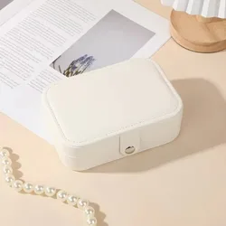 Luxurious Travel Jewelry Organizer - Compact Double - Layer Storage for Earrings, Rings, and Necklaces (01)
