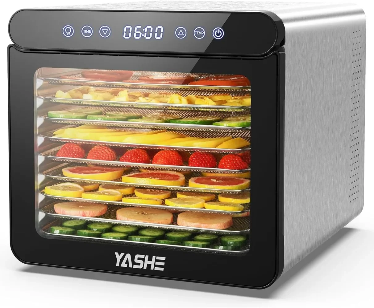 

Food Dehydrator for Jerky, 9 Stainless Steel Trays Food Dehydrator Machine, 800W Fruit Dryer 165 ℉ Temperature & 48H Timer