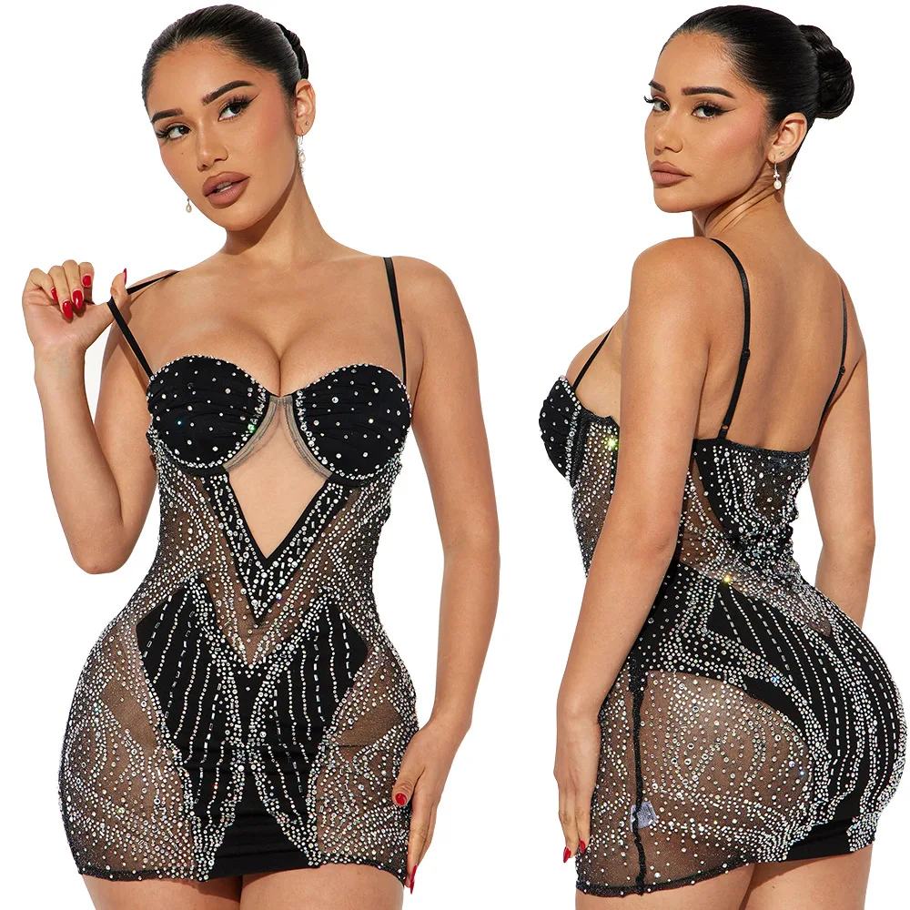 

Sexy Sequins Party Women's Sexy PersPective SuSpender Hot DiamonD Nightclub Dress