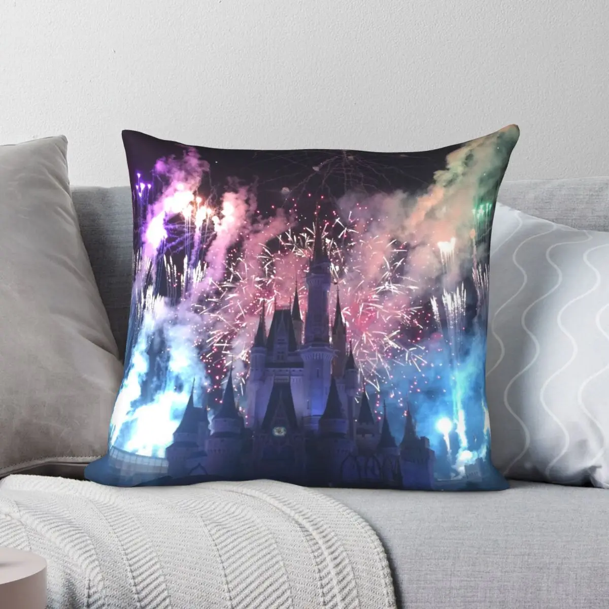 

A Little Wishing Square Pillowcase Polyester Linen Velvet Creative Zip Decor Throw Pillow Case Bed Cushion Case