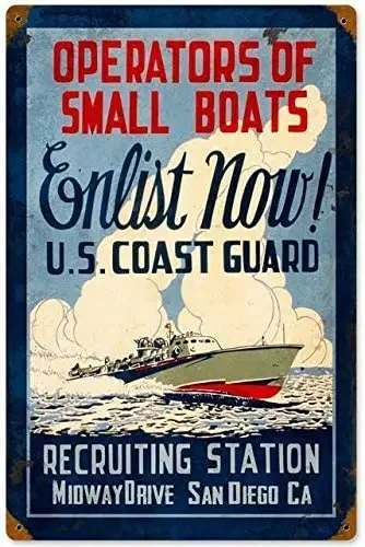 

Retro Tin Sign Vintage Chic Art Decoration Poster Military Us Coast Guard Recruit for Store Bar Home Cafe Farm Garage or Club