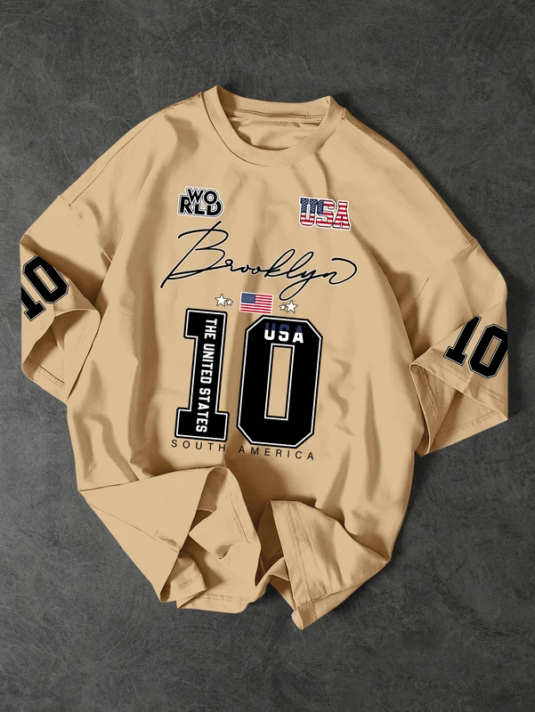 USA Brooklyn Style 10 Print Oversized T Shirt Men'