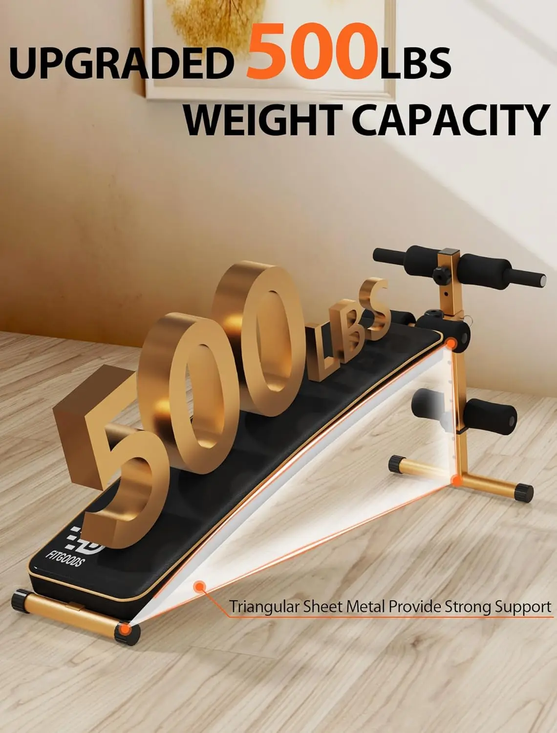 Adjustable Workout Bench for Ab Exercise, Curved Incline/Decline Slant Bench, Five Adjustment Levels, Great Home G
