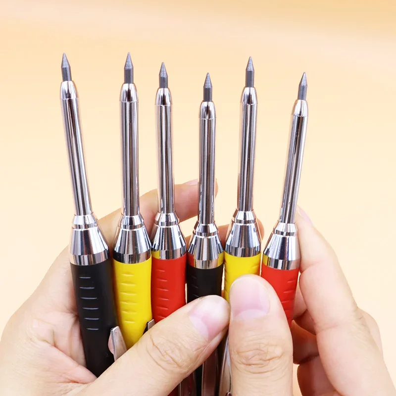 Metal Aluminum Rod Deep Hole Woodworking Pen, Long-Head Woodworking Marker, 2.8MM Mechanical Pencil, Built-in Pencil Knife 6