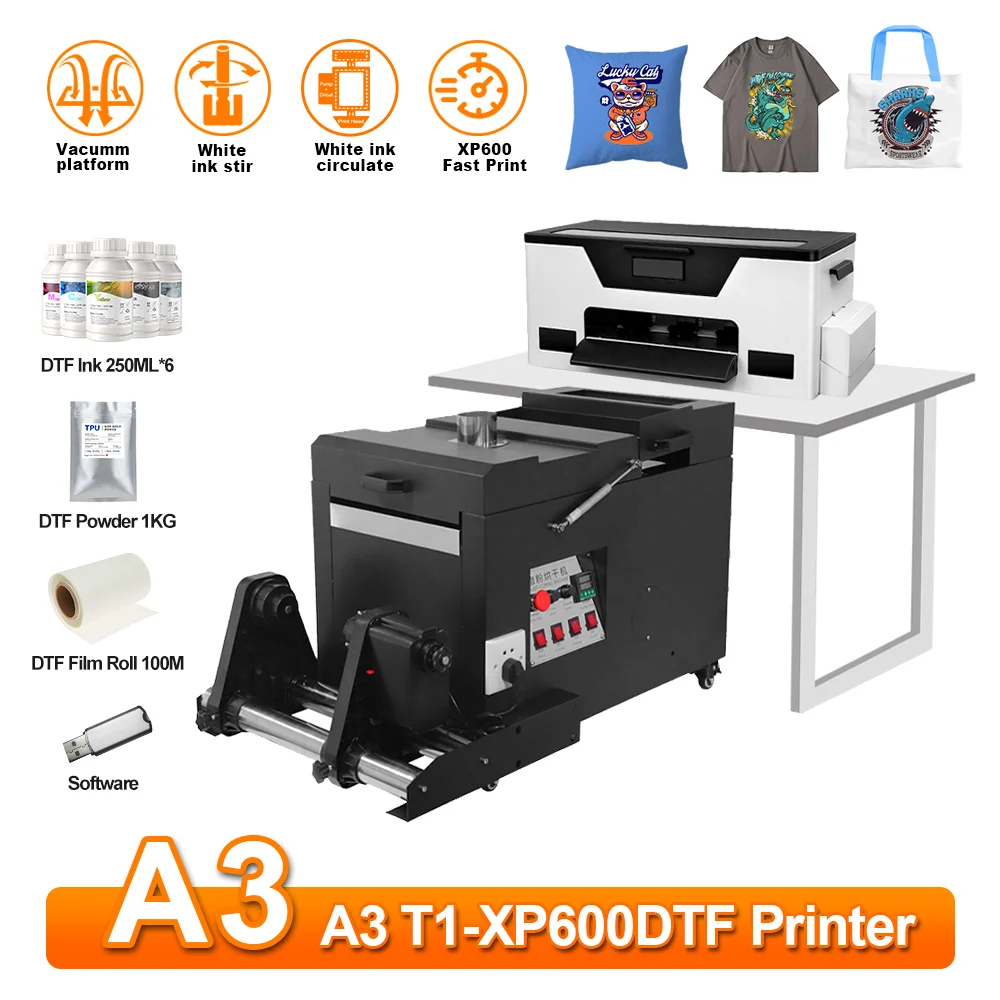 

A3 DTF Printer with Powder Shaking Machine XP600 DTF Transfer Printer A3 DTF T-shirt Print Machine for Clothes 30CM DTF Printer