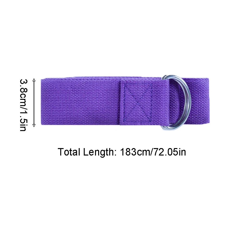 1Pc Yoga Strap For Yoga Pilates Ballet Dance With Adjustable D-Ring Buckle Cotton Belt For Fitness Daily Stretching Black
