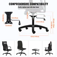 SucceBuy Office Chair Base Replacement 28" 2500 lbs Static Universal Computer Desk Chair Stool Desk Chair Base Replacement Black - Image 5