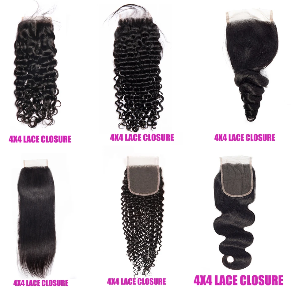 4x4 Water Wave Closure 12A Human Hair Brazilian Lace Closure Deep Curly Straight Body Wave Lace Remy Human Hair human hair closure human hair lace product