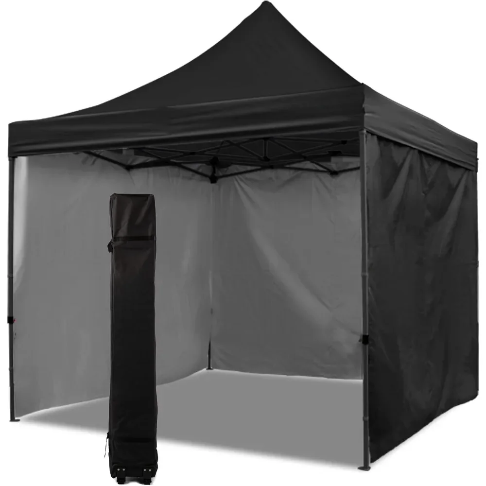 

10x10 Pop Up Commercial Canopy Tent with 3 Side Walls Instant Shade, Bonus Upgrade Roller Bag, 4 Weight Bags, Stakes and Ropes