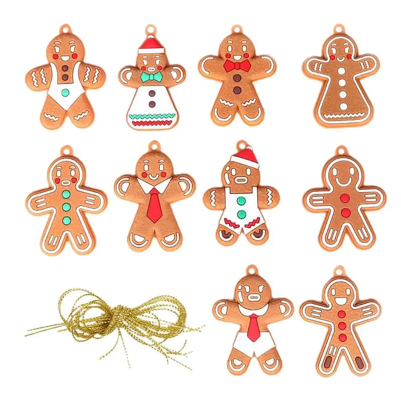 

10pcs Christmas Gingerbread Man Kawaii Pendant For Christmas Tree Party Supplies Christmas Gifts For Women Girls