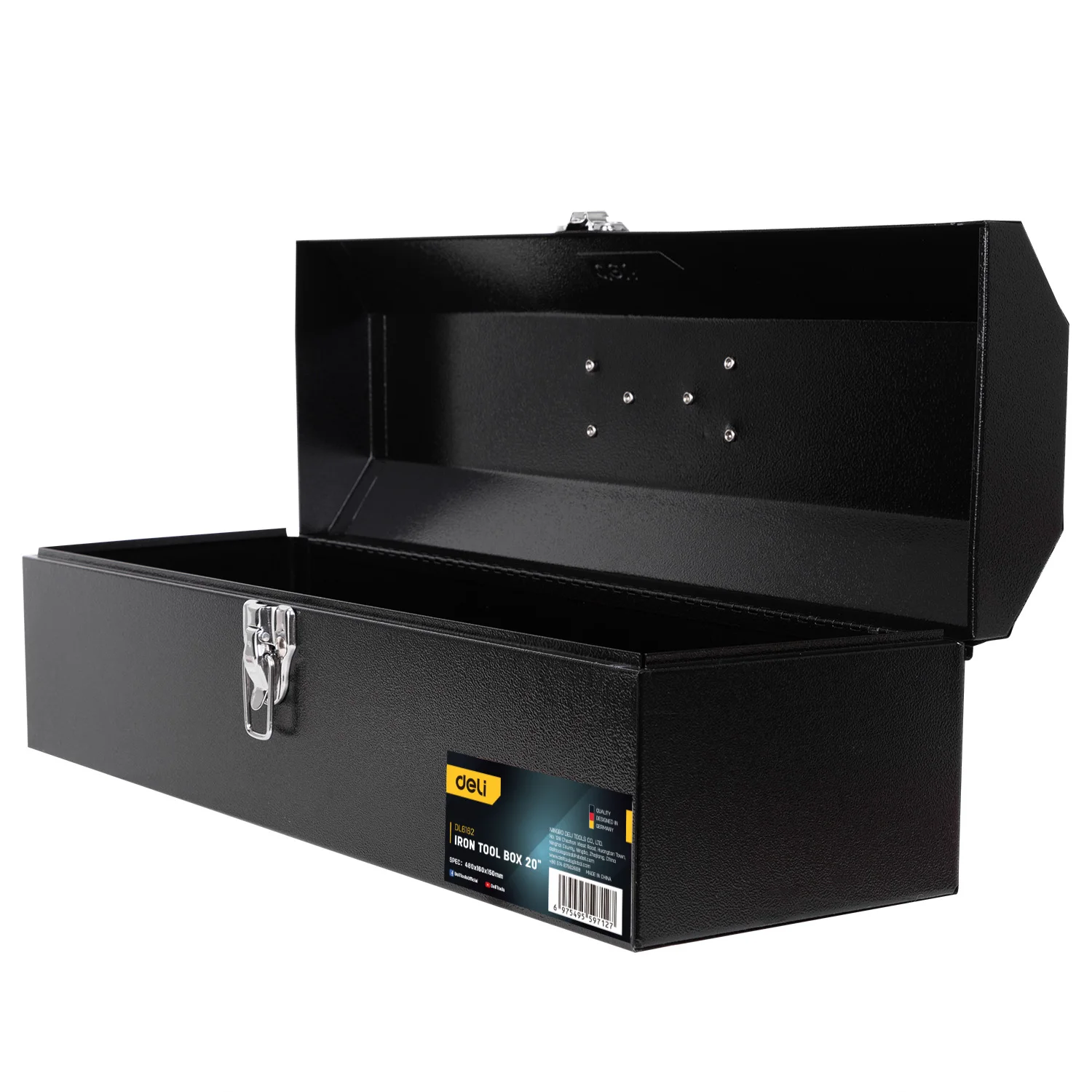 Deli Thickened Metal Tool Box Tool Case 15/20 Inches Empty Large Toolbox Tool bucket Tool Storage Box Metal Tool box Organizer 2