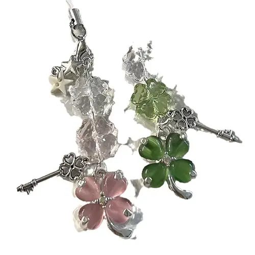Four-Leaf Clover Beaded Keychain for Women and Girls, Cute Bag Pendant Decor, Lucky Grass, Star, Phone Charms, Trendy Gifts, Y2K - Image 4