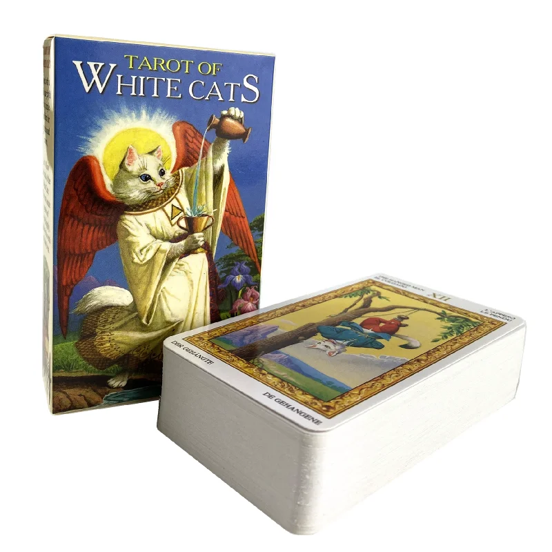 

Tarot of White Cats Cards Prophecy Fate Divination Deck Family Party Board Game Beginners Oracle Fortune Telling