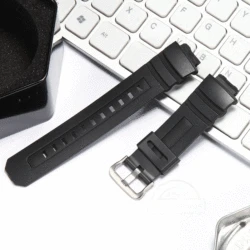 Men's Waterproof Resin Watchband - 16mm Rubber Strap Replacement Accessories for 16mm (Black S)