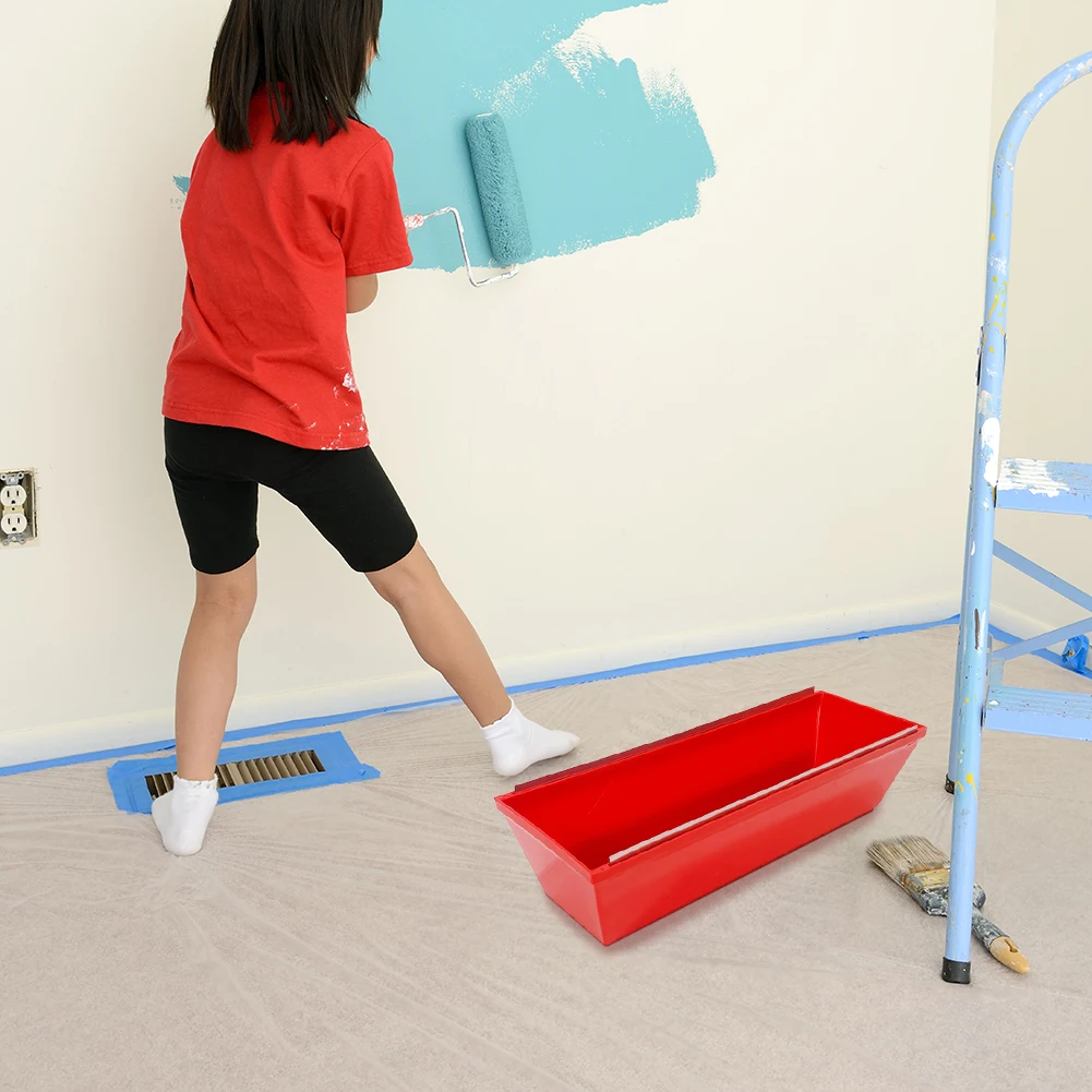 Plastic Drywall Mud Pan with Scraping Bar Spatula Drywall Mud Pans Lightweight Tool Tray for Quicker Cleaning