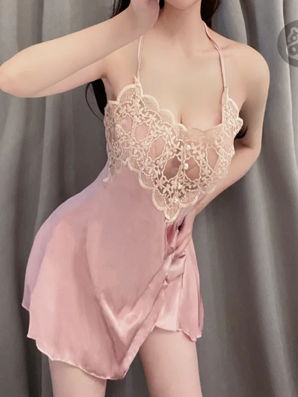 

Шелковое эластичное нижнее белье, плотное прозрачное сексуальное очаровательное элегантное романтичное нежное ажурное платье, соблазнительное платье UX9V