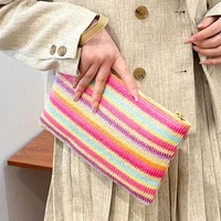 Woven Clutch Bag Colourful Money Beach Long Bag Handmade Vintage Casual Portable Elegant Simple Exquisite for Weekend Vacation - Image 6